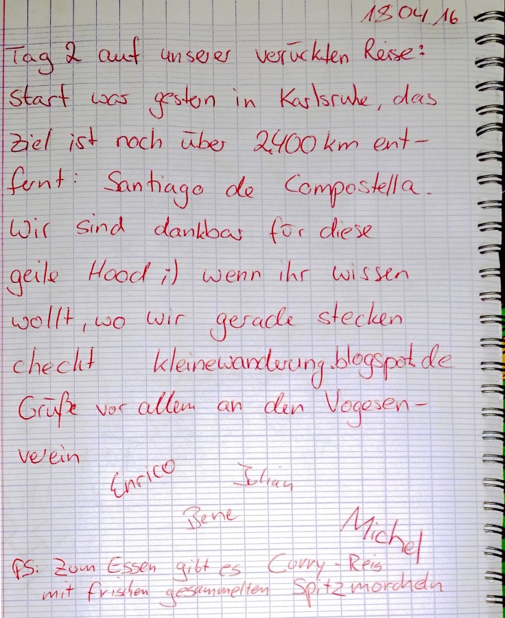 Tagebuch Seite 1